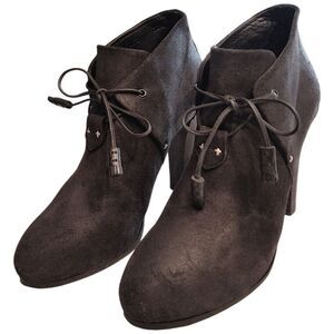 Rag & Bone 'Lovell' Suede Leather Lace Up Ankle Heeled Boots, Size 38.5, Black